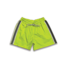 Load image into Gallery viewer, Silver Stripe Shorts Neon Green
